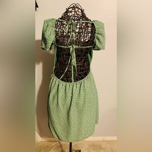 Cloud Sky Open Back Green Floral  Dress.R 211